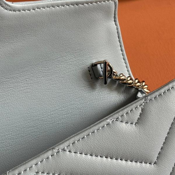 Gucci Marmont Chain Wallet Blue Cowhide 254970