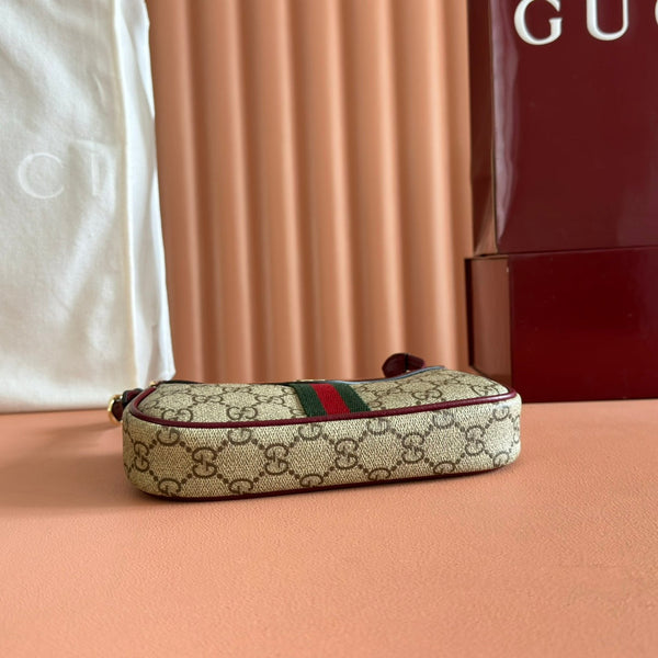 GG Ophidia Mini Shoulder Bag Red Beige Brown Leather Canvas