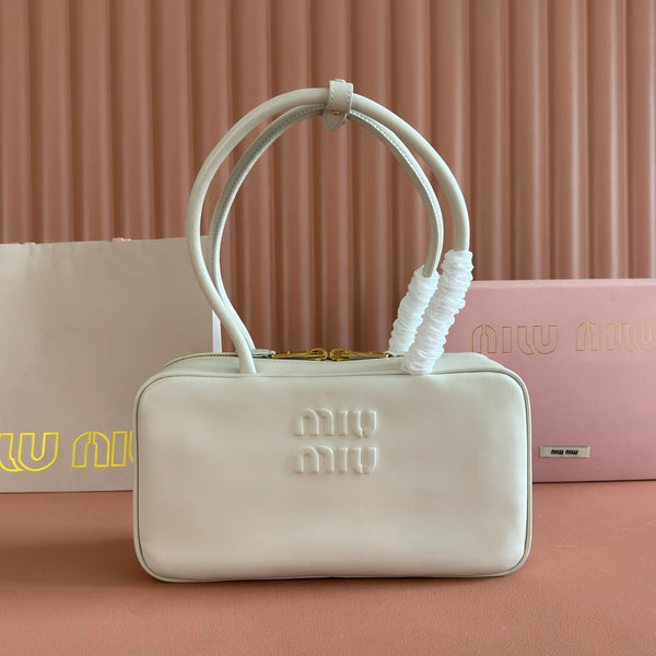 Miu Beau Medium Top-Handle Bag 29cm White Smooth Cowhide