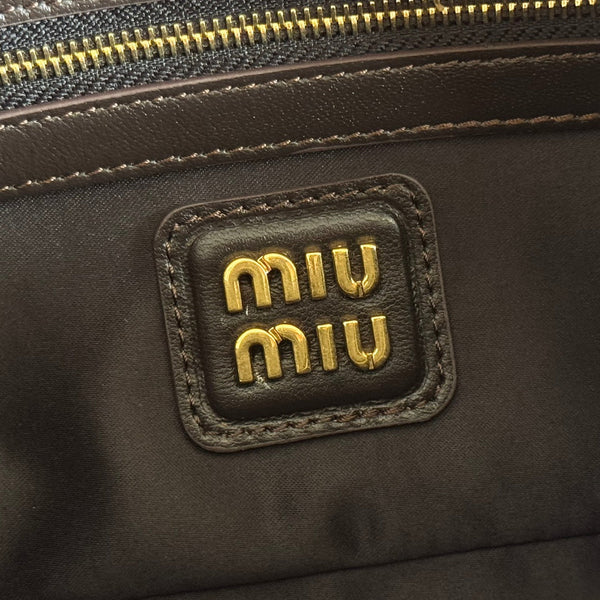 Miu Arcadie Matelassé Bag 22cm Black Nappa Leather