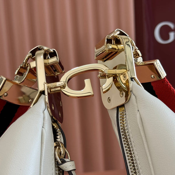 GG 2025 Attache Shoulder Bag 35cm White Calfskin Canvas 273671