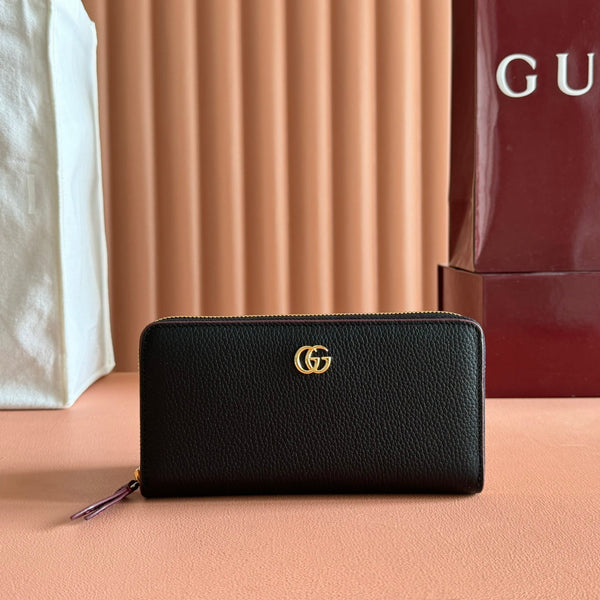 GG Marmont Zip Around Wallet Black Leather
