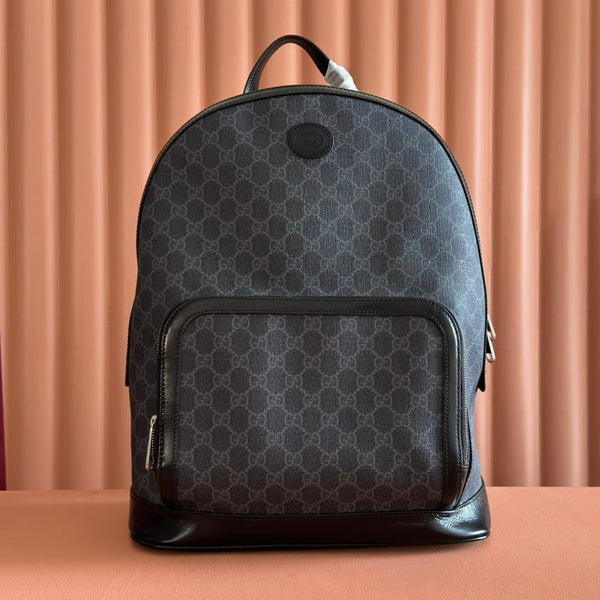GG 2025 GG Supreme Backpack Gray mix Black Canvas Leather 273684