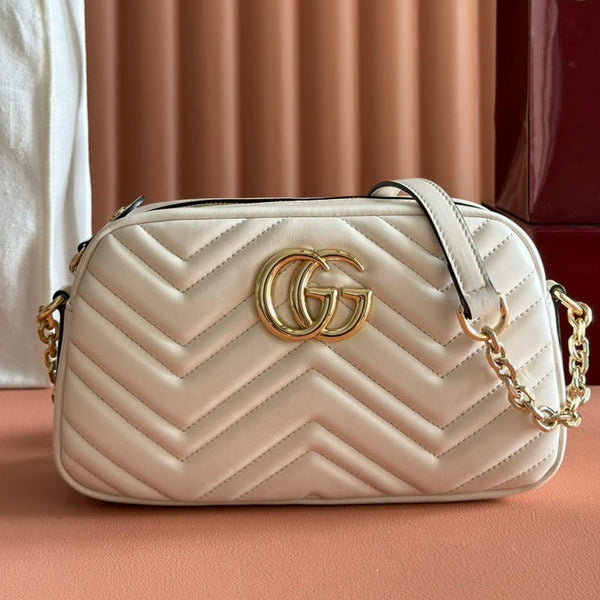 GG 2025 Mamont Bag 24cm White Gold Lambskin 273723