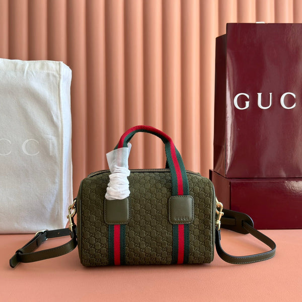 GG 2025 Bag 20cm Green Red Suede Leather 273267