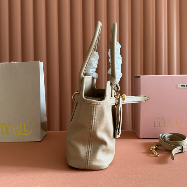 Miu Aventure Shoulder Bag 30cm Beige Nappa Leather
