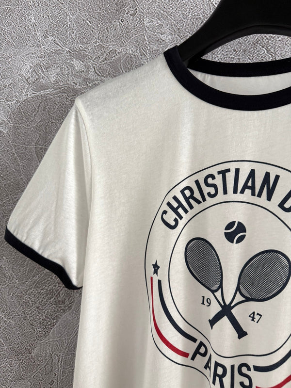 CD Tennis T-shirt White Black Cotton