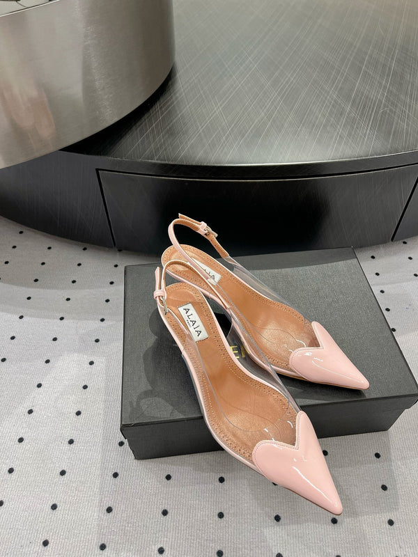 Alaila Le Cœur Slingbacks 60mm In Light Pink Glossy Lambskin 954823