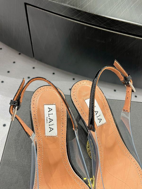 Alaila Le Cœur Slingbacks 60mm In Black Glossy Lambskin 954833