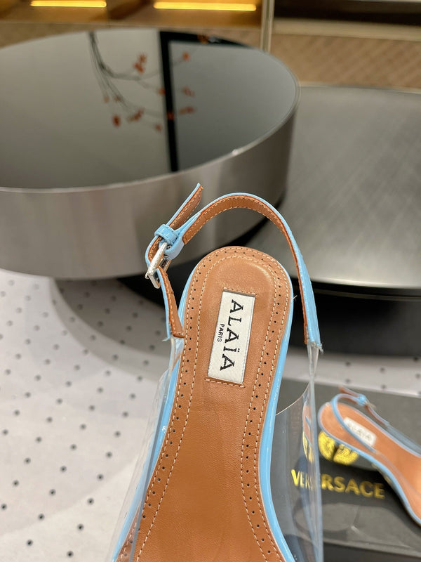 Alaila Le Cœur Slingbacks 60mm In Could Blue Glossy Lambskin 954835