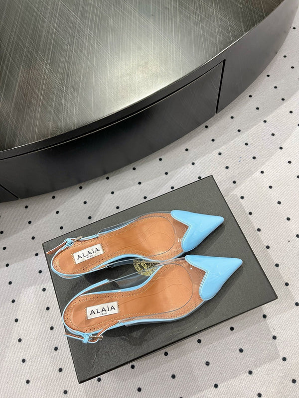 Alaila Le Cœur Slingbacks 60mm In Could Blue Glossy Lambskin 954835