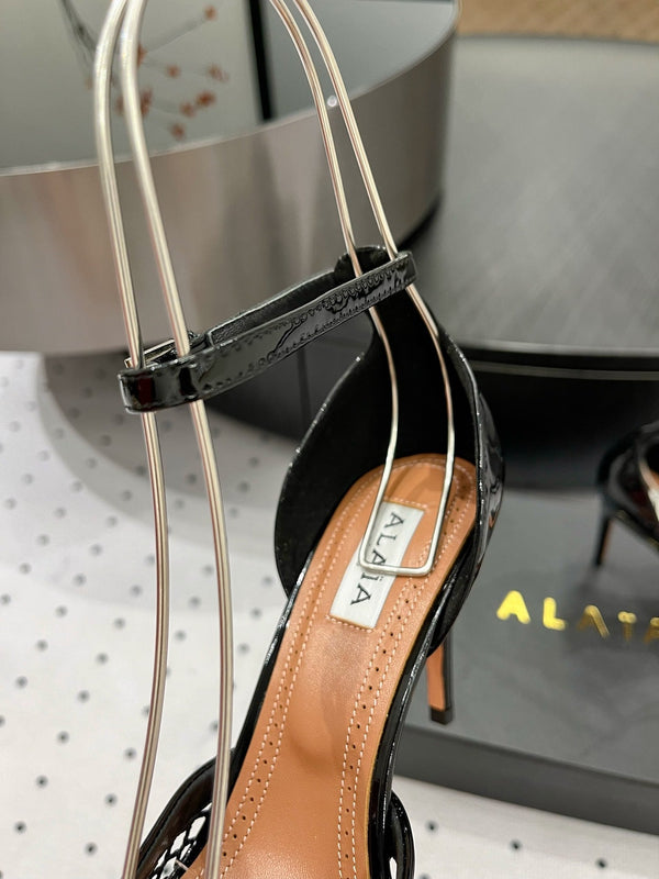 Alaila High Fishnet Pumps 90mm In Black Mesh Fabric 954848