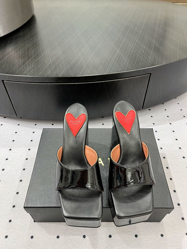 Alaila High Sandal 115mm In Black Glossy Lambskin 954878