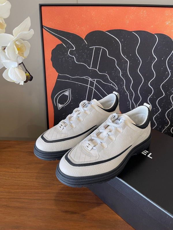 CC Spring Summer Sneaker Black White Suede Leather 623167