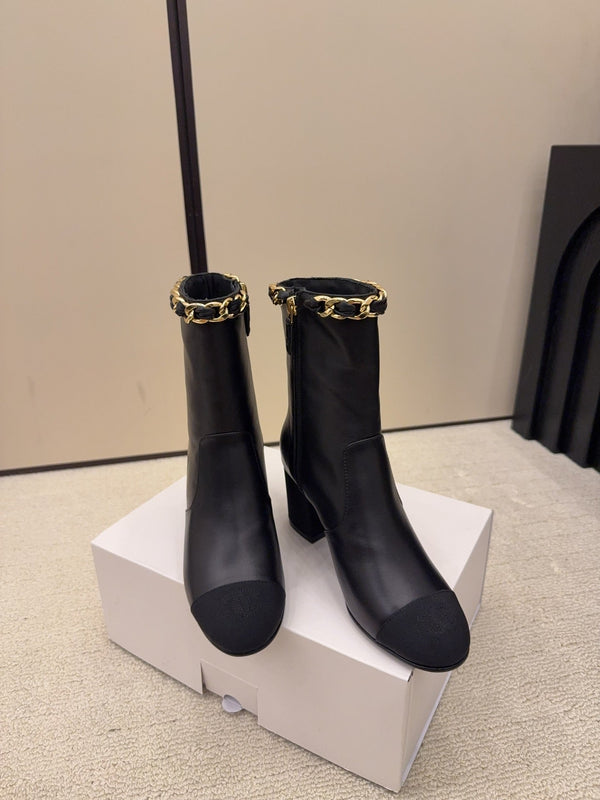 CC 26 Boot With Sock Detail Black Wool Leather 588842