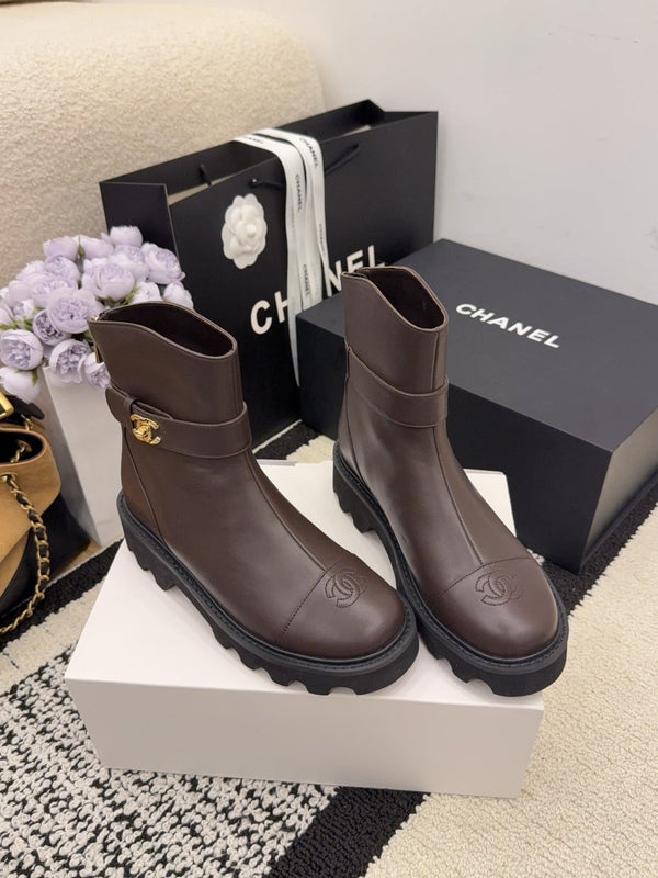 CC 26 Boot With Lug Sole Chocolate Black Calfskin 588677