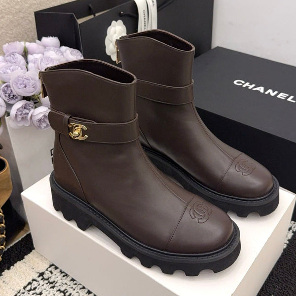 CC 26 Boot With Lug Sole Chocolate Black Calfskin 588677