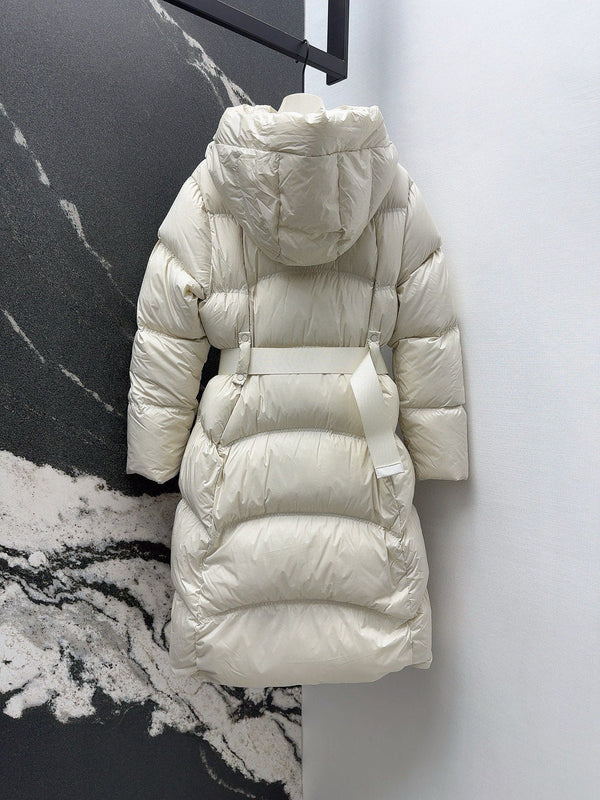 Burberry 25 Hooded Short Down Jacket with Adjustable Waist White Polyester