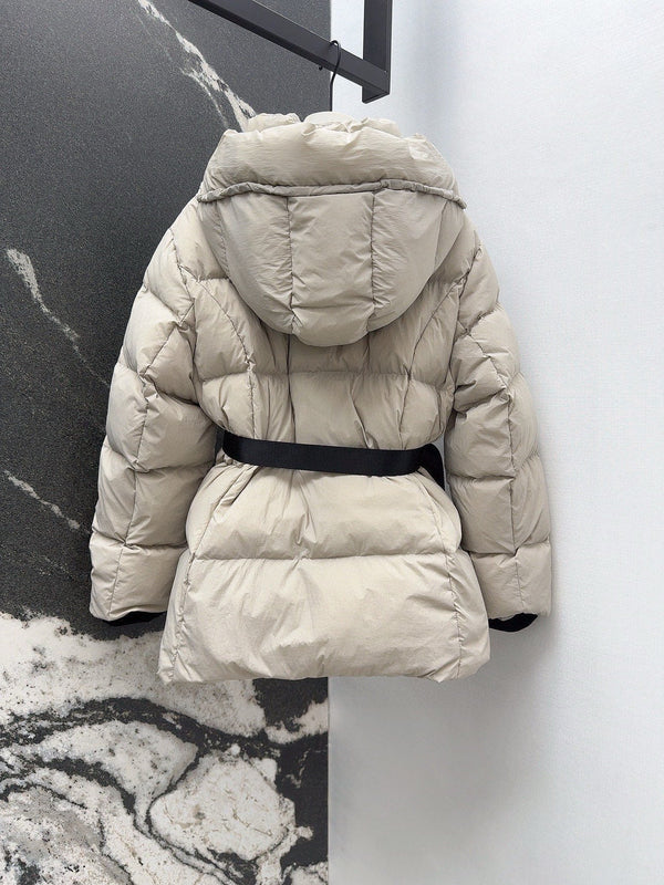 Burberry 25 Stand Collar Hooded Down Jacket White Polyester