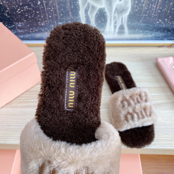 Miu Slipper Light Brown Wool