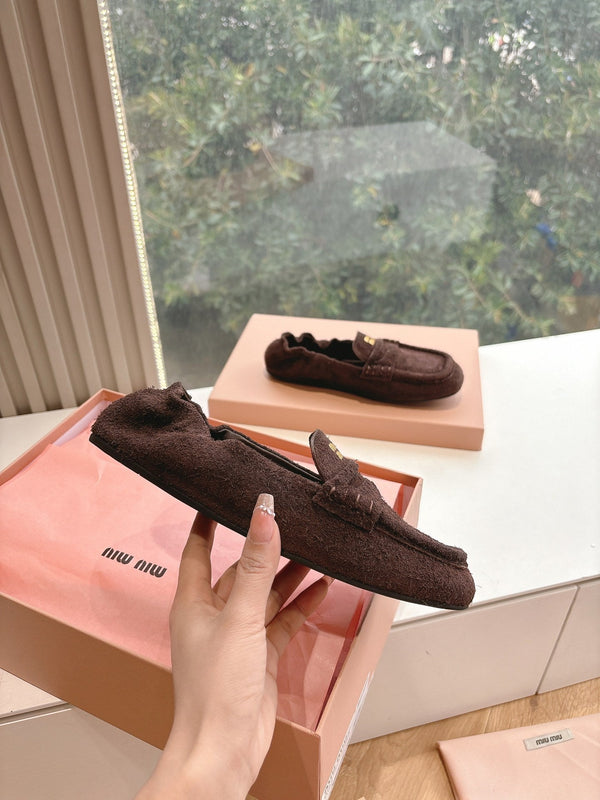 Miu G027 Chocolate Suede leather Loafer 223901