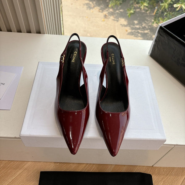 CELINE Slingbacks Red Patent Leather 285939