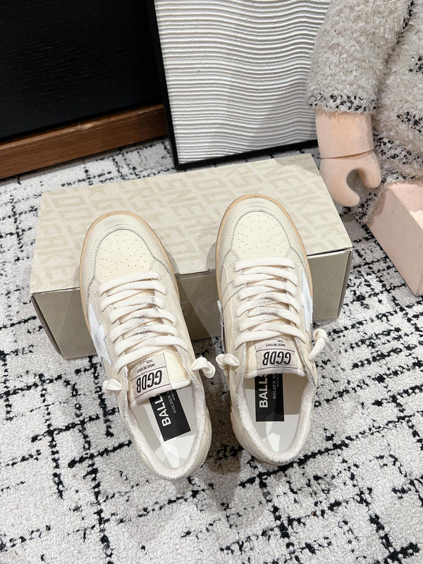 BALL STAR SNEAKERS BEIGE CALFSKIN WITH WHITE STAR