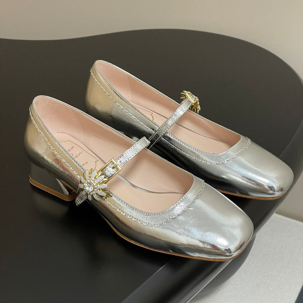 Viv 25 Mary Jane 2.5cm Silver Patent Calf Leather 247888
