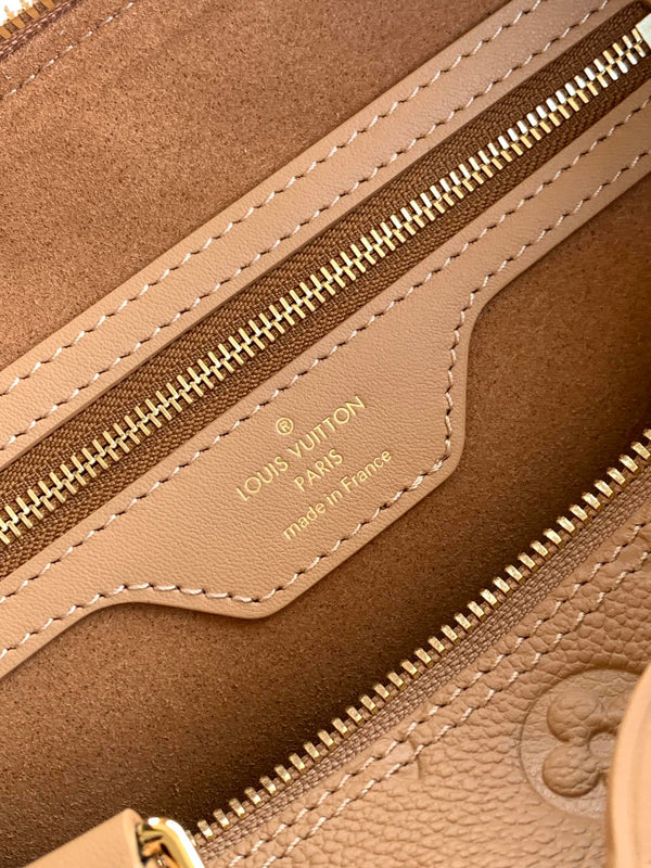 LV M11323 Speedy Soft 30 Apricot Monogram Empreinte Leather