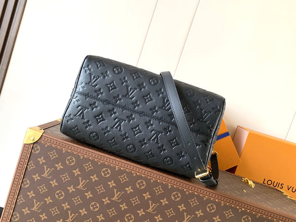 LV M47186 Speedy Soft 30 Black Monogram Empreinte Leather