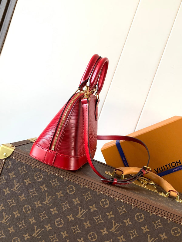 LV M25562 Alma BB Burgundy Epi Leather