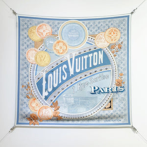 LV Double-sided Scarf 90cm Turquoise Twill Silk 136588