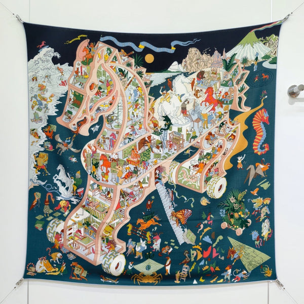 HM Double-sided Scarf 140cm Teal Green Cashmere Silk 136606