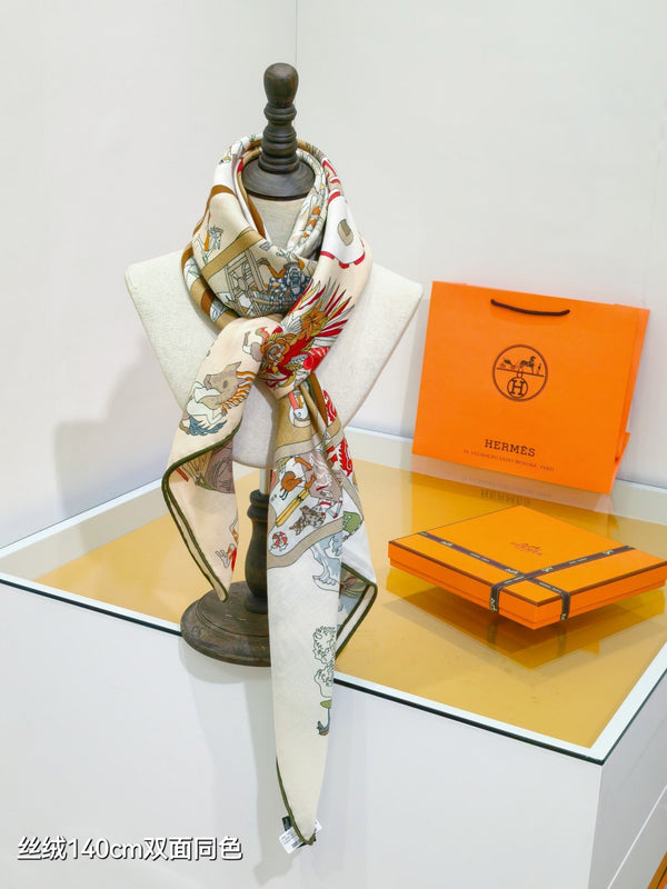 HM Double-sided Scarf 140cm Rose Poudre Cashmere Silk 136605