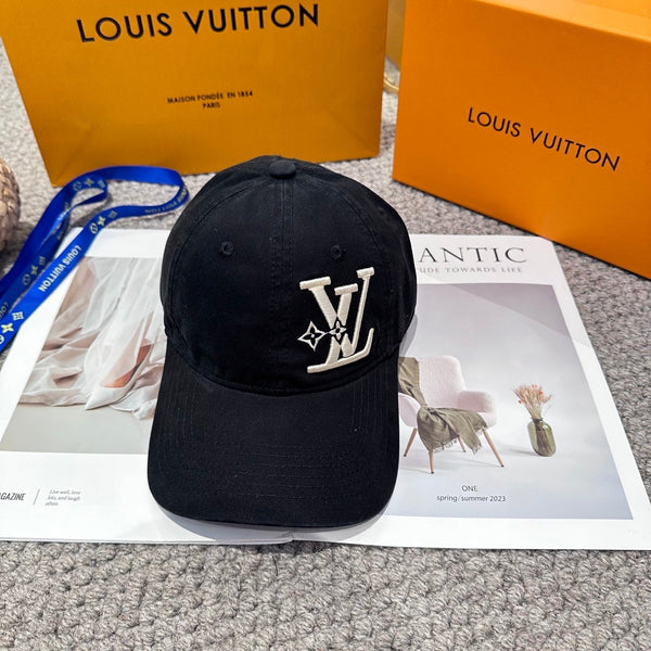 LV 25s Baseball Cap with Logo Embroidery Black Cotton 983641