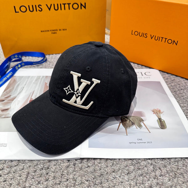 LV 25s Baseball Cap with Logo Embroidery Black Cotton 983641