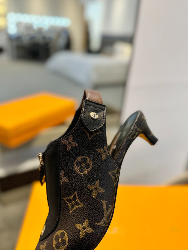 ALLURE HIGH 4.5 CM SLINGBACK IN CHOCOLATE BROWN MONOGRAM CALFSKIN