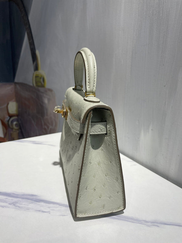 Hermes Kelly 19 Sellier Off White Ostrich Leather Bag GHW (need 25 day to produce) 270336