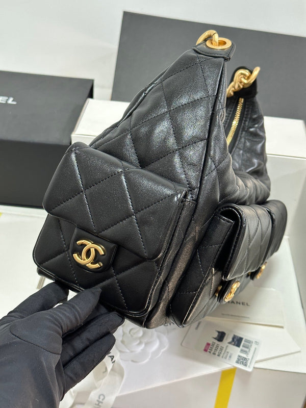 CC 25C Hobo 35cm Black Lambskin Gold Hardware 243536