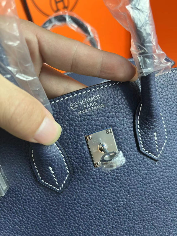 HM Birkin 25cm Navy Blue Togo Leather Silver Hardware