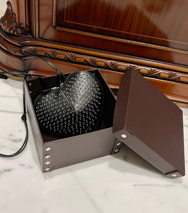 LE COEUR BAG 21 IN BLACK STUDDED CALFSKIN