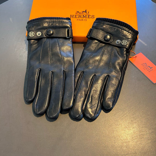 GLOVES WITH BUTTON IN BLACK SHEEPSKIN 456347