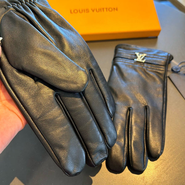 GLOVES IN BLACK LAMBSKIN WITH GOLD LOGO 465010