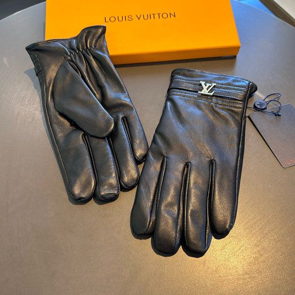 GLOVES IN BLACK LAMBSKIN WITH GOLD LOGO 465010