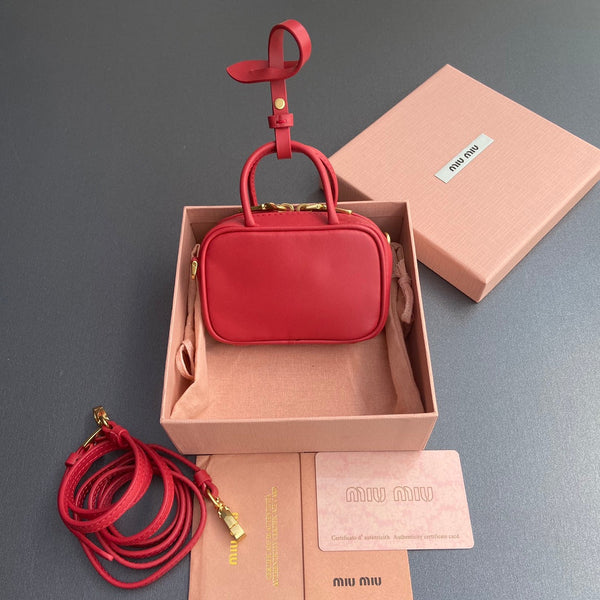 Miu 11 Red Beau Leather Micro Bag 240367