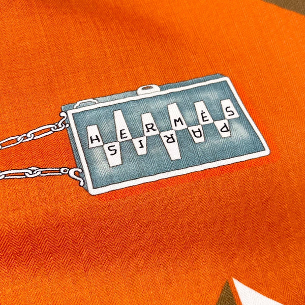 HM 25s Glove Time Scarf 135cm Orange Wool Mulberry Silk 971107