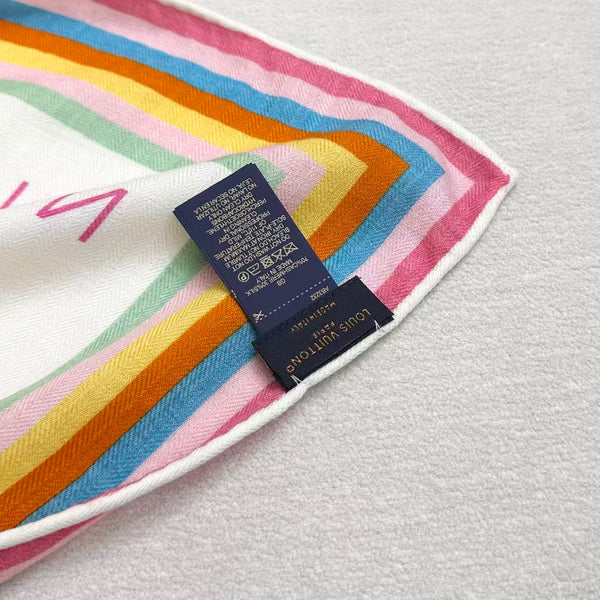 LV x TM SUPERFLAT 140cm White Multicolor Silk Wool 978742