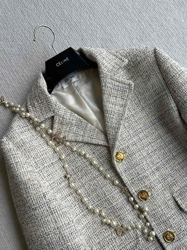 Celine 25 Coat Beige Polyester Cotton