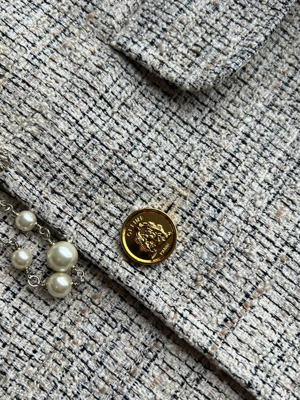 Celine 25 Coat Beige Polyester Cotton