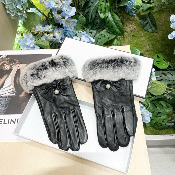 GLOVES IN BLACK LAMBSKIN WITH RABBIT FUR 465072